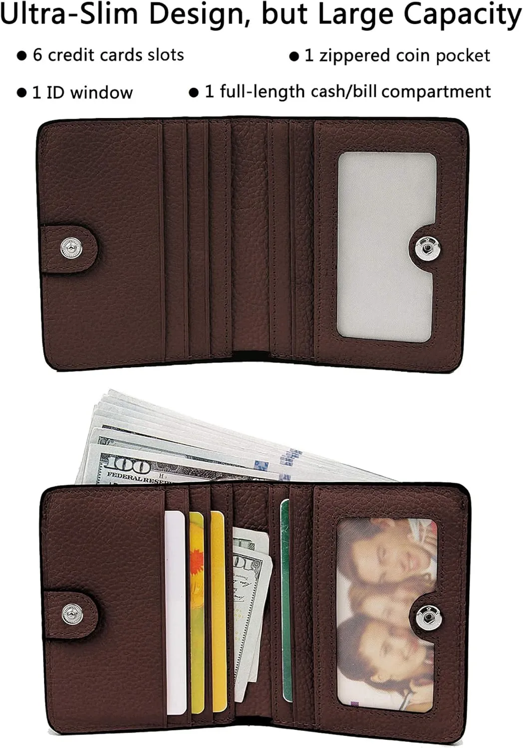 AINIMOER Small Leather Wallet for Women, Ladies Credit Card Holder RFID Blocking Women's Mini Bifold Pocket Purse