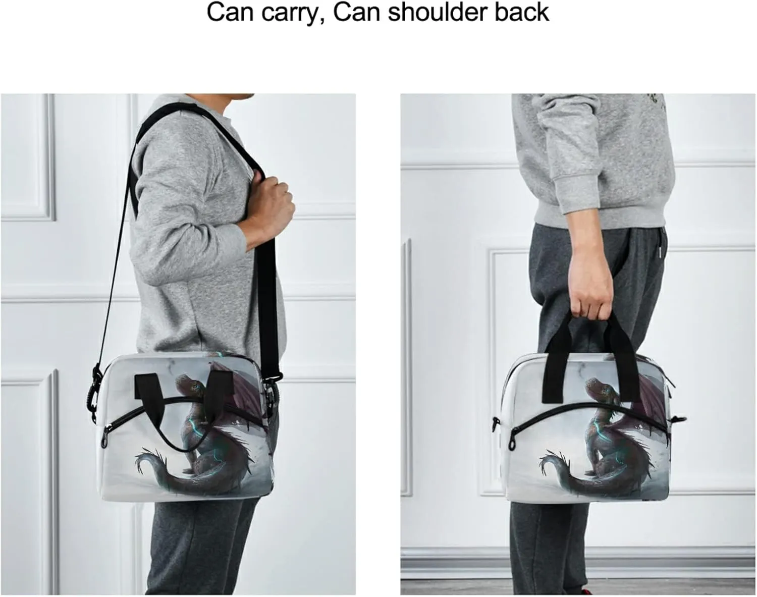 ALAZA Cute Dragon The Snow Insulated Lunch Box Reusable Cooler Bags with Shoulder Strap for Women Men Adults, 19-Can (12.5L)