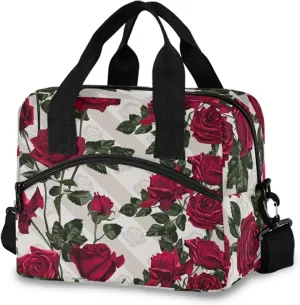 ALAZA Red Rose Flowers Floral Insulated Lunch Box Reusable Cooler Bags with Shoulder Strap for Women Men Adults, 19-Can (12.5L)