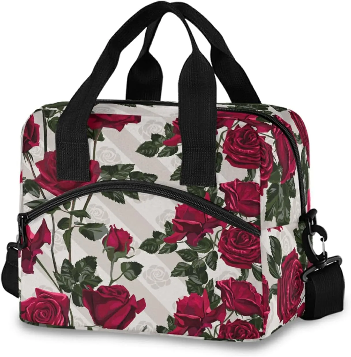 ALAZA Red Rose Flowers Floral Insulated Lunch Box Reusable Cooler Bags with Shoulder Strap for Women Men Adults, 19-Can (12.5L)