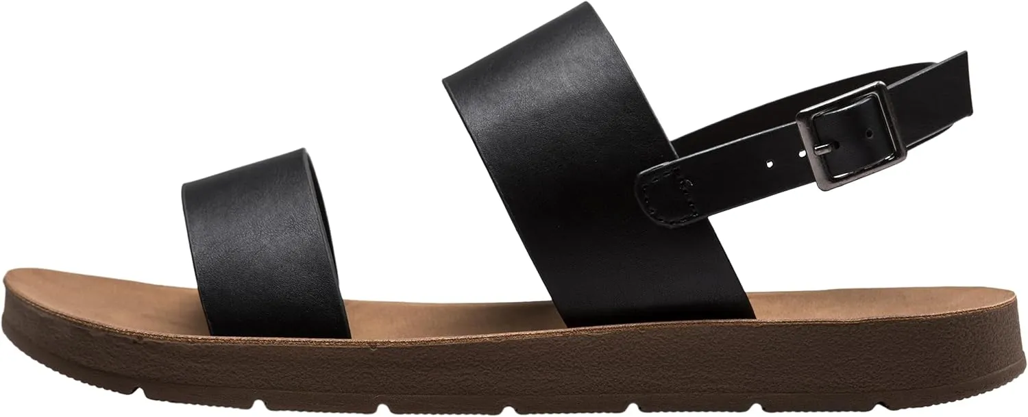 Alpine Swiss Beth Womens Sandals | Flat Two Strap Buckle Summer Shoes | Comfortable Everyday Footbed Slides | Casual Slip On Sandals for Women