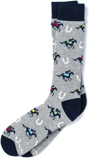 Alynn Men's Designer Winner's Circle Horse Racing Talk Derby Novelty Crew Dress Socks