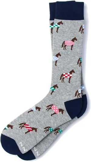 Alynn Men's Hipster Horse Blanket Derby Contemporary Crew Dress Socks