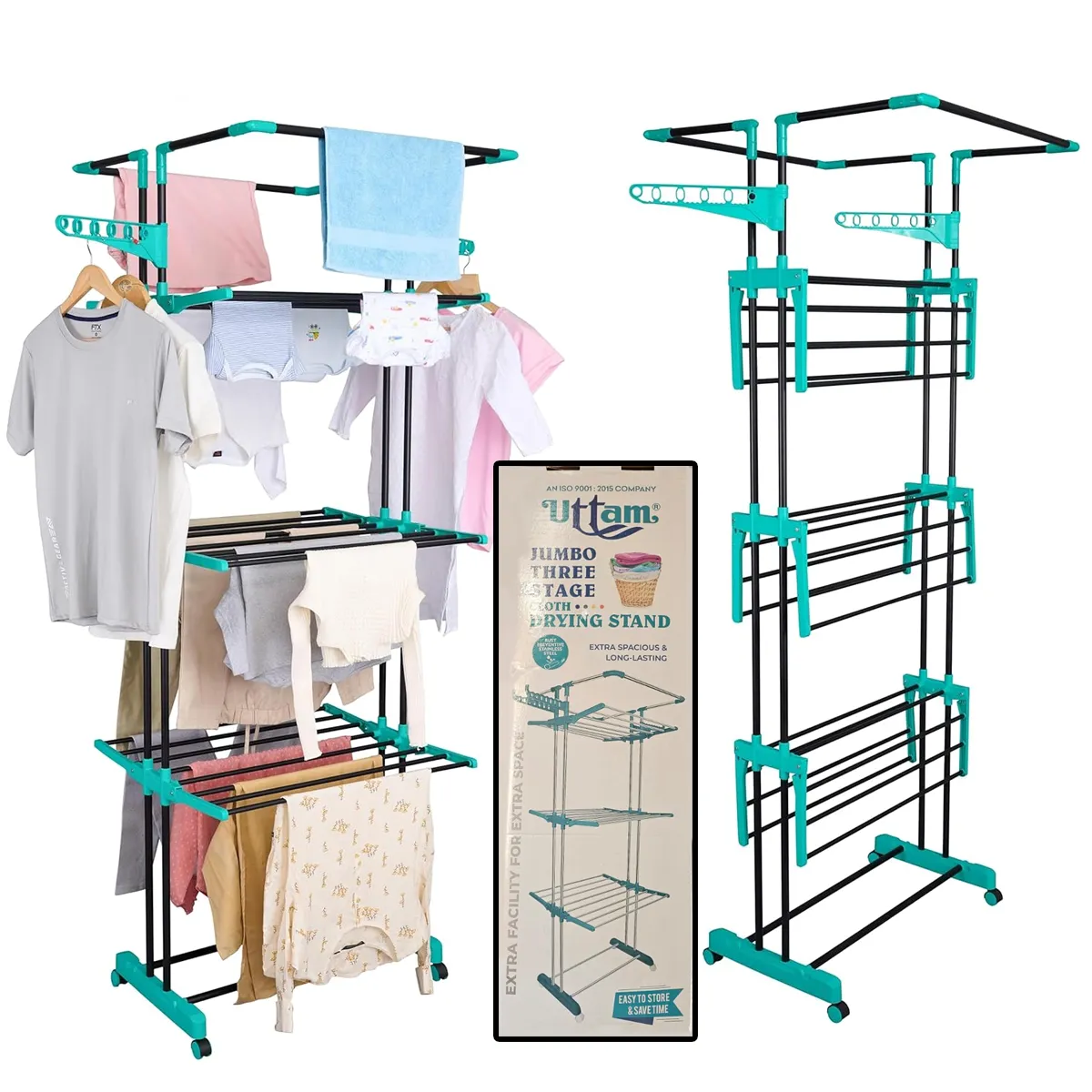 AM0779 Uttam Jumbo Three Trage Cloth Drying Stand