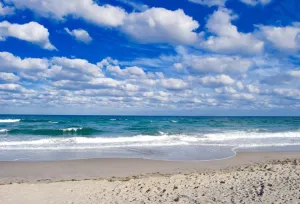 AOFOTO 10x7ft Beach Background Blue Sky White Clouds Photography Backdrop Ocean Tropical Island Seaside Vacation Summer Holiday Sea Trip Kid Couple Adult Portrait Photo Studio Props Wallpaper