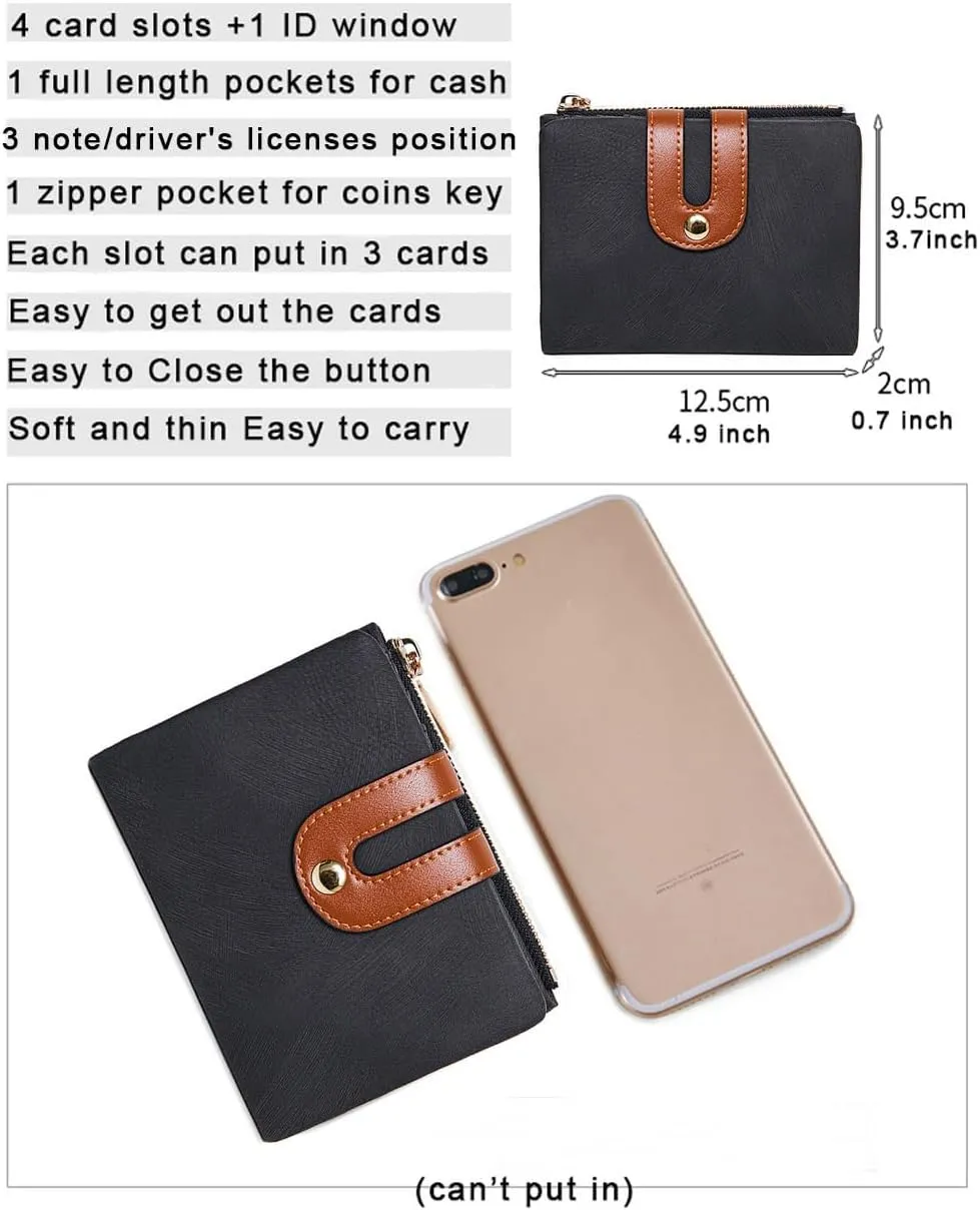 AOXONEL Women's Rfid Small Bifold Leather Wallet Ladies Mini Zipper Coin Purse id card Pocket,Slim Compact Thin