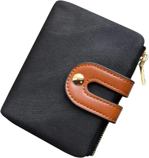 AOXONEL Women's Rfid Small Bifold Leather Wallet Ladies Mini Zipper Coin Purse id card Pocket,Slim Compact Thin