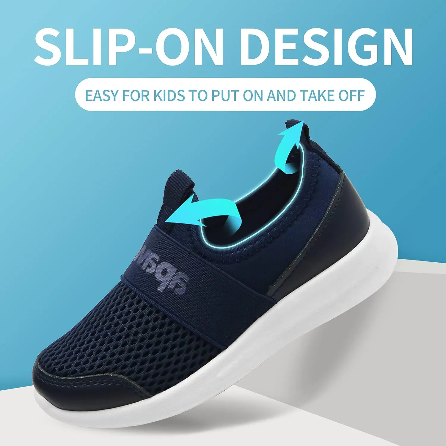 Apawwa Boys Girls Sneakers Kids Lightweight Slip On Running Shoes Pink/Blue/Navy/Black Walking Shoes Breathable Tennis Shoes for Toddler/Little Kids/Big Kids