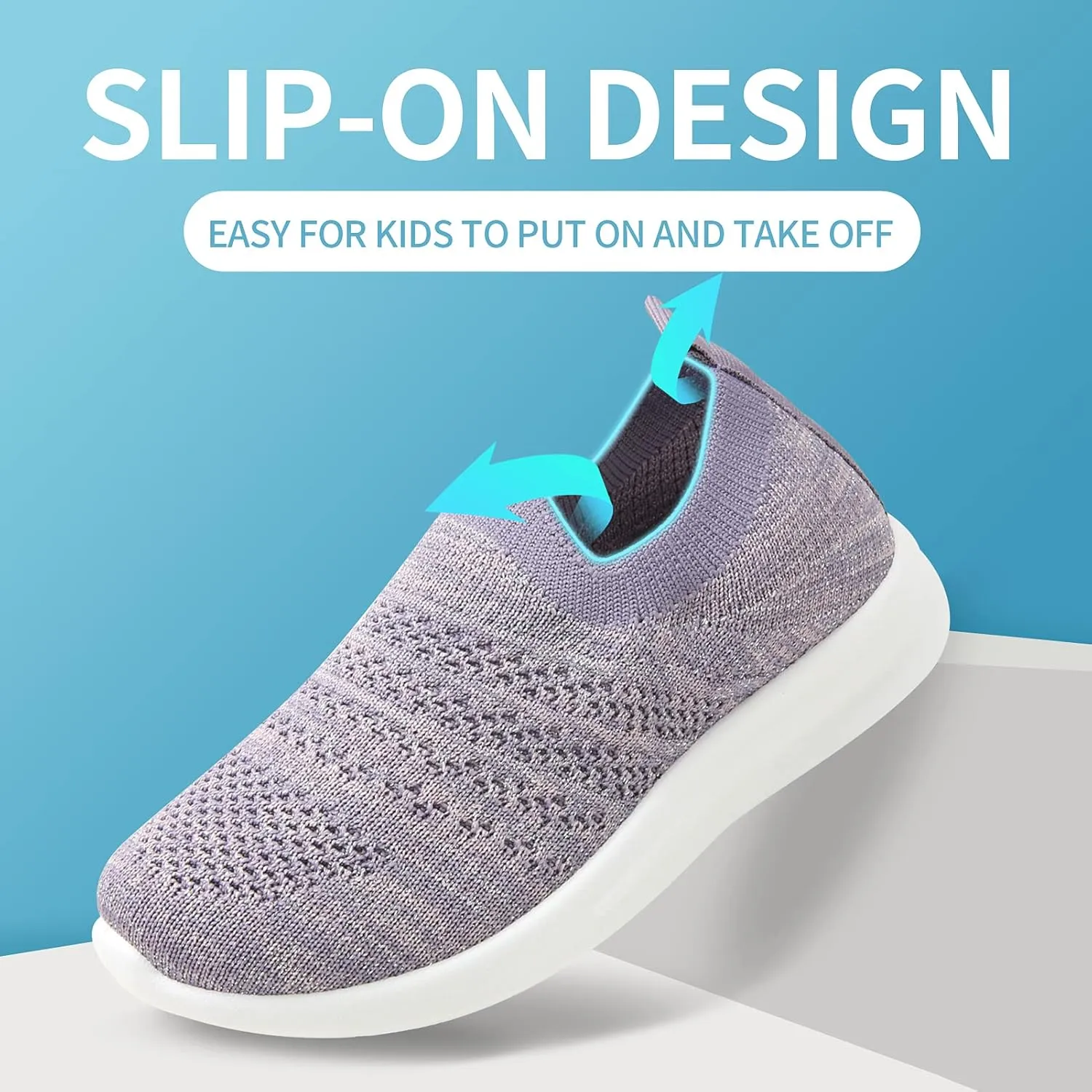 Apawwa Boys Girls Sneakers Kids Lightweight Slip On Running Shoes Pink/Blue/Navy/Black Walking Shoes Breathable Tennis Shoes for Toddler/Little Kids/Big Kids
