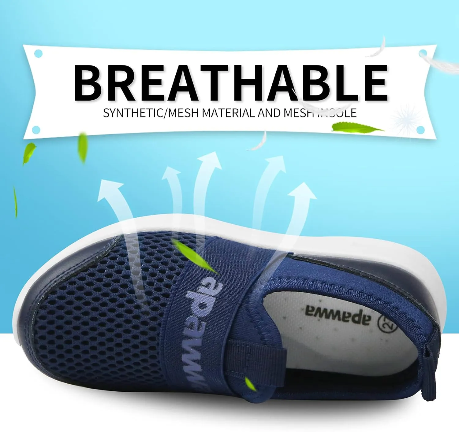 Apawwa Boys Girls Sneakers Kids Lightweight Slip On Running Shoes Pink/Blue/Navy/Black Walking Shoes Breathable Tennis Shoes for Toddler/Little Kids/Big Kids