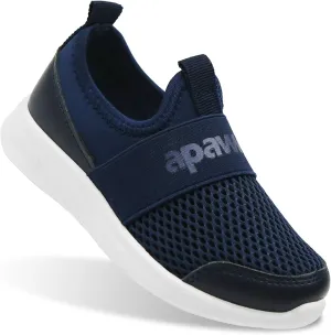 Apawwa Boys Girls Sneakers Kids Lightweight Slip On Running Shoes Pink/Blue/Navy/Black Walking Shoes Breathable Tennis Shoes for Toddler/Little Kids/Big Kids