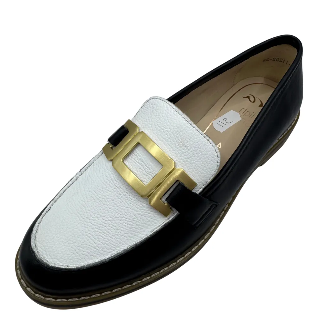 Ara Navy & White Leather Loafers