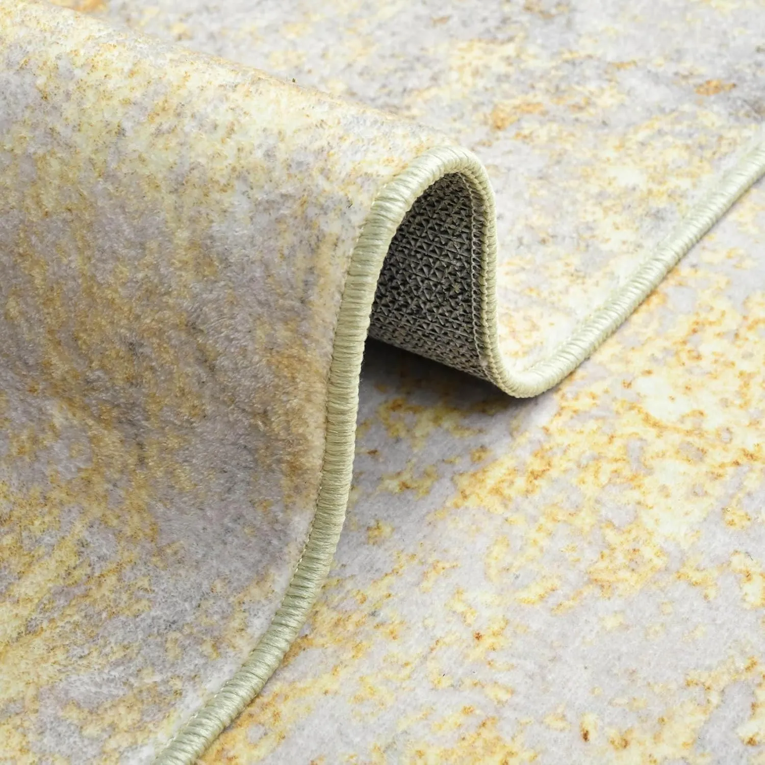 Area Rug 4x6 Rug Washable Boho Rugs Non Slip Low Pile Abstract Small Carpet for Entryway, Bedroom, Kitchen, Classroom, Kids Room, Office, Dorm, Dining Room (Orange, Silver & Gray)