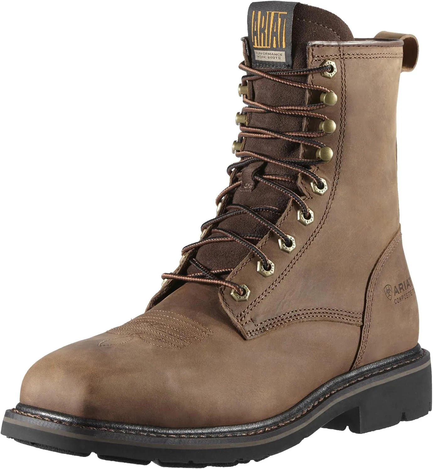Ariat 100119179.5EE Men's Cascade 8" Wide Square Toe Steel Toe Work Boot Alamo Brown 9.5EE