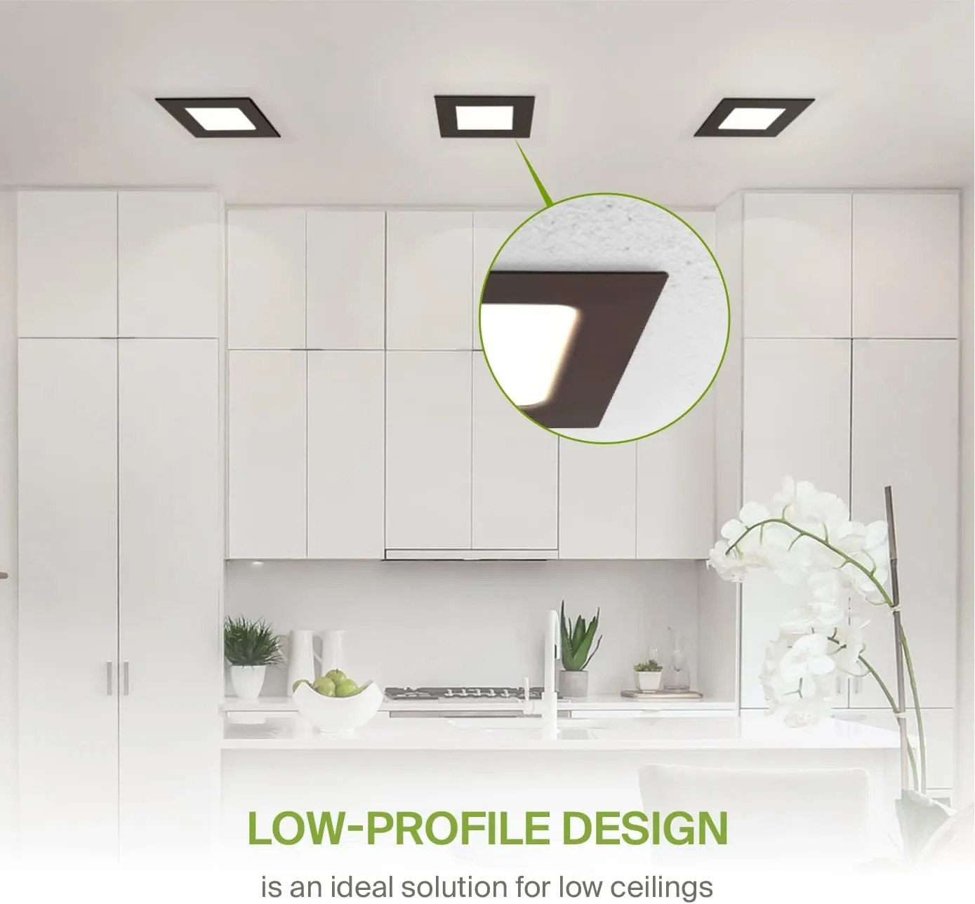 ASD 6 Pack LED Square Recessed Lighting 6 Inch, 5 CCT 2700K-5000K, 15W 60W Eqv, Ultra Thin Dimmable Ceiling Lights with J Box, Canless Wafer Downlight, Slim Panel, UL Energy Star, Oil-Rubbed Bronze