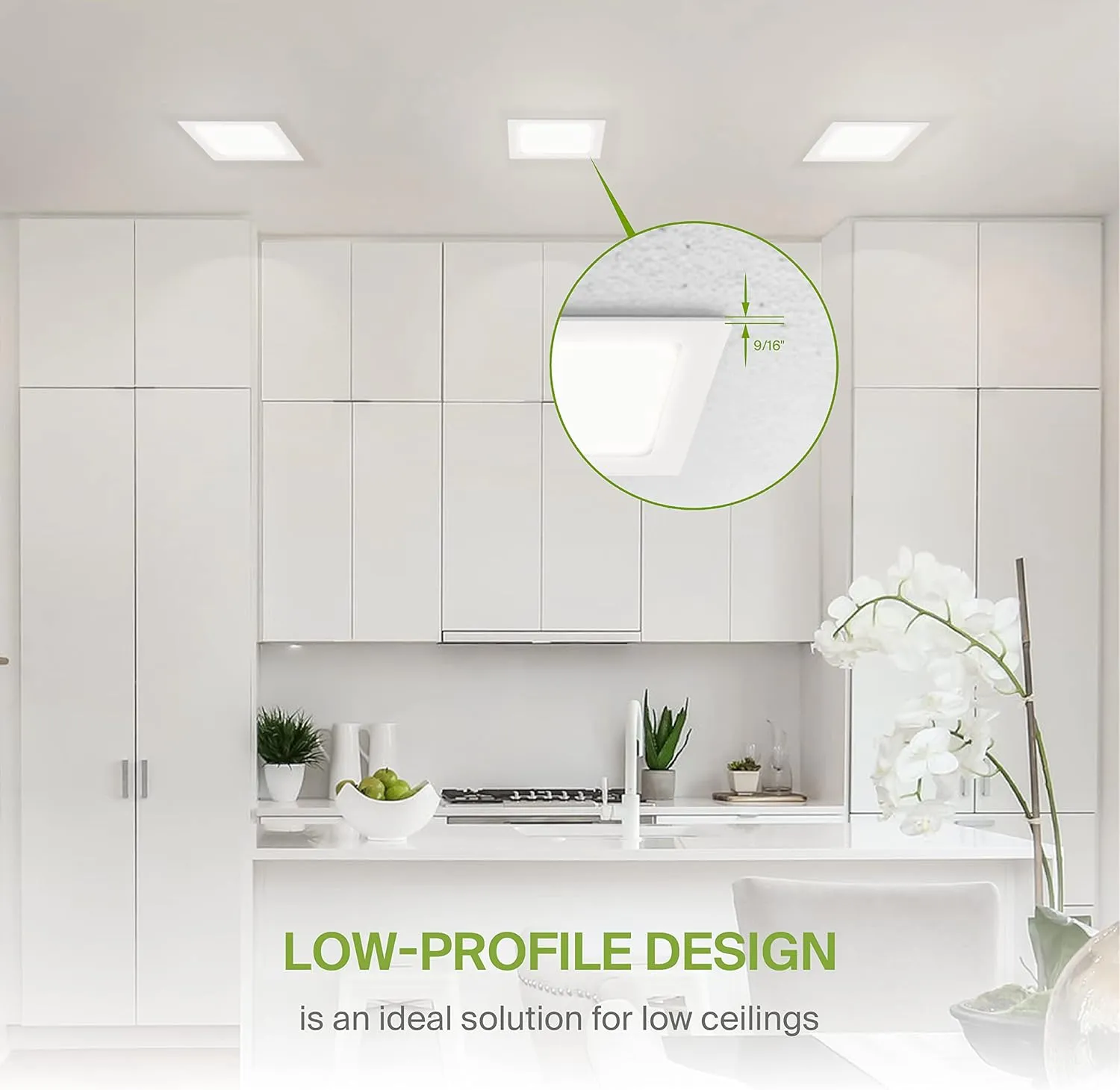 ASD 6 Pack LED Square Recessed Lighting 6 Inch, 5 CCT 2700K-5000K CRI90 , 15W 60W Eqv, Ultra Thin Dimmable Ceiling Lights with J Box, Canless Wafer Downlight, Slim Panel Light, UL Energy Star, White