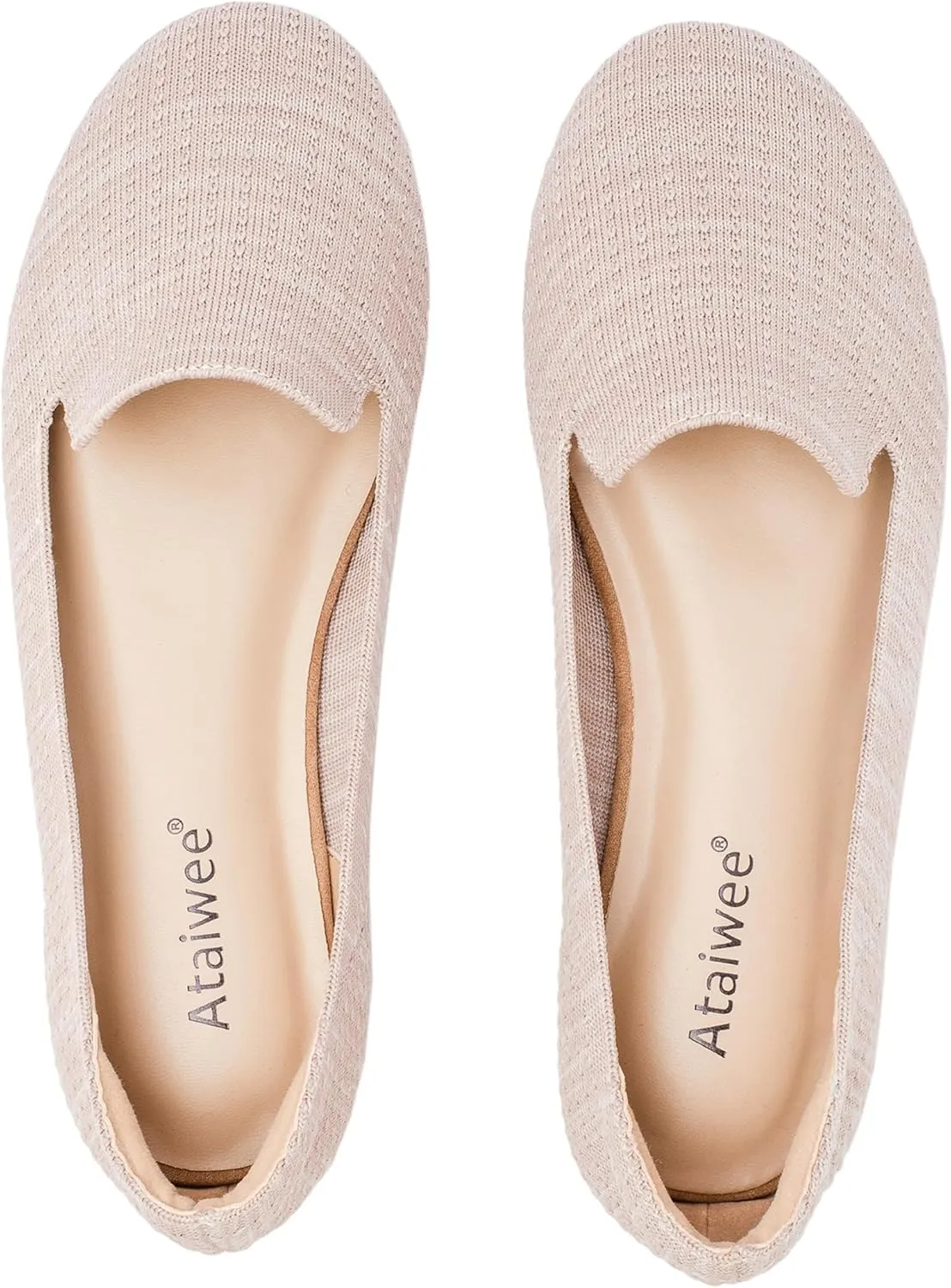 Ataiwee Women's Wide Width Flat Shoes, Fashion Comfortable Plus Size Cute Round Toe Slip on Loafer Shoes.