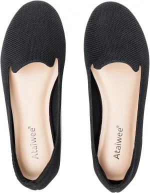 Ataiwee Women's Wide Width Flat Shoes, Fashion Comfortable Plus Size Cute Round Toe Slip on Loafer Shoes.