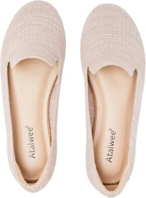Ataiwee Women's Wide Width Flat Shoes, Fashion Comfortable Plus Size Cute Round Toe Slip on Loafer Shoes.