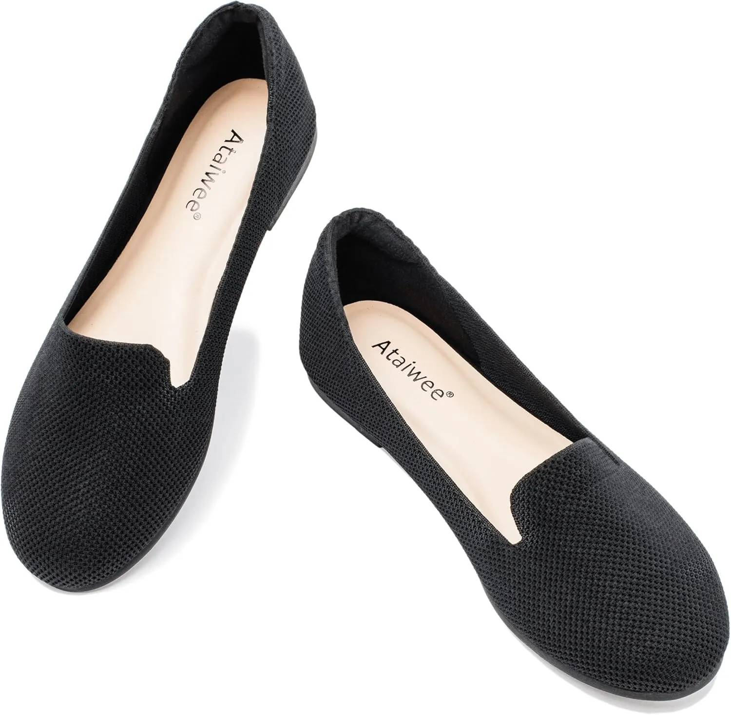 Ataiwee Women's Wide Width Flat Shoes, Fashion Comfortable Plus Size Cute Round Toe Slip on Loafer Shoes.