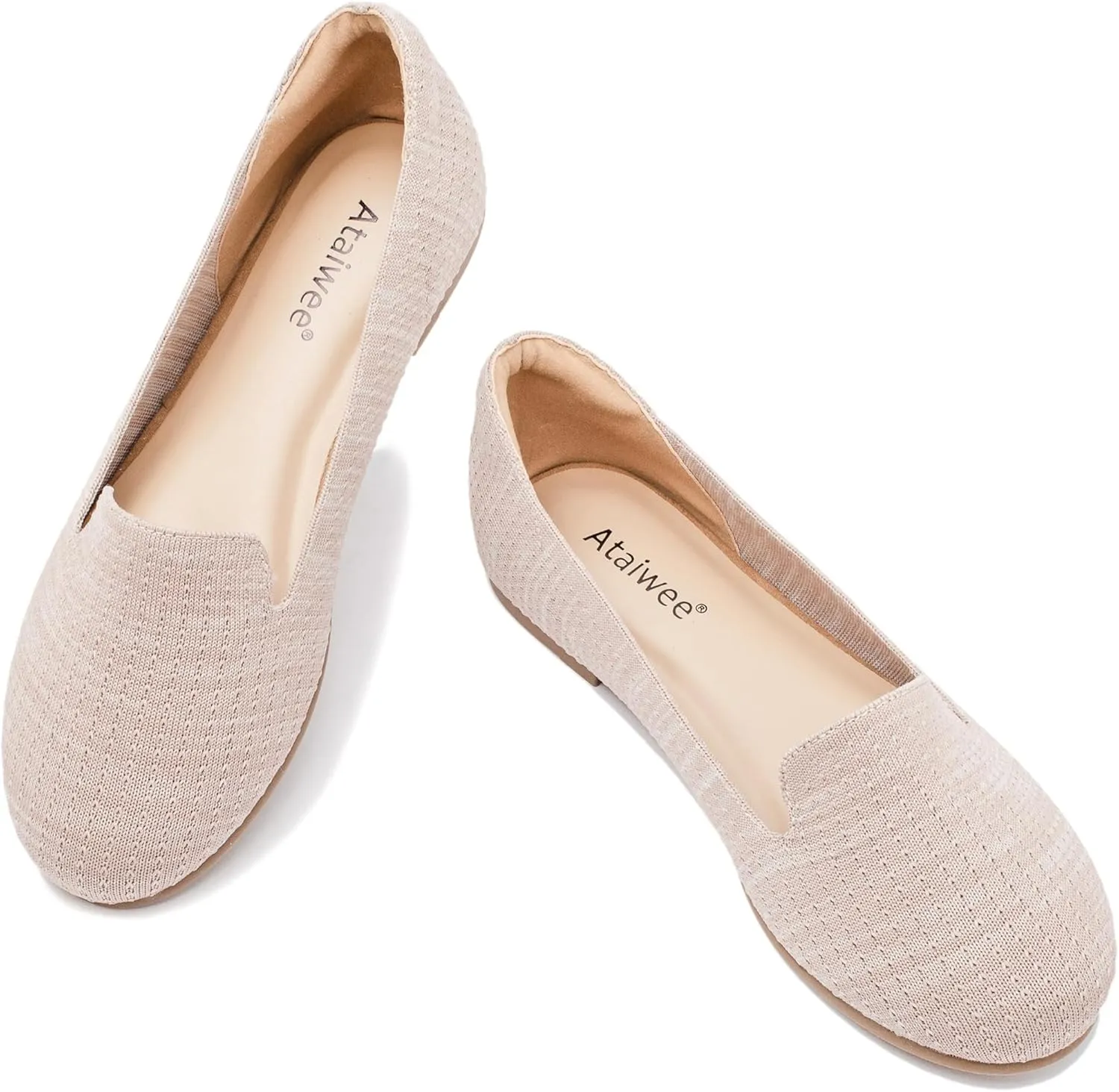 Ataiwee Women's Wide Width Flat Shoes, Fashion Comfortable Plus Size Cute Round Toe Slip on Loafer Shoes.