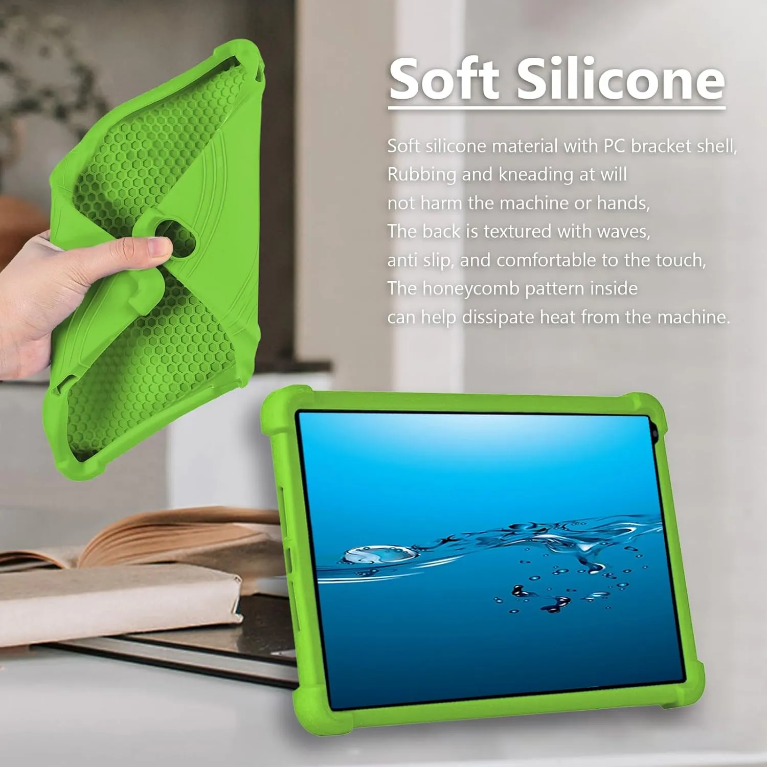 ATOOZ for Urao C107 Tablet Case 10.1 inch,Soft Silicone Kids Case for Urao 10.1 inch Tablet 2025 with Stand (Green)