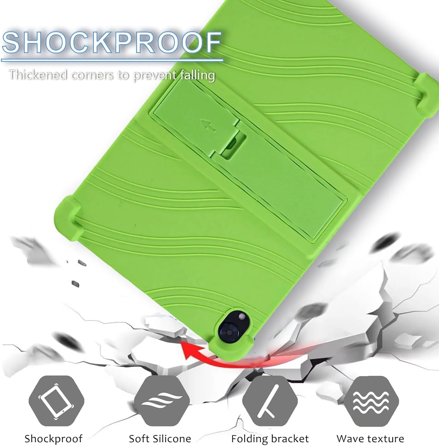 ATOOZ for Urao C107 Tablet Case 10.1 inch,Soft Silicone Kids Case for Urao 10.1 inch Tablet 2025 with Stand (Green)