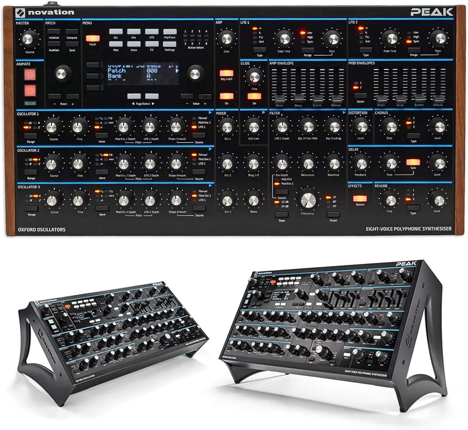 Audiosavings Bundle: Peak Eight-Voice Desktop MIDI USB Polyphonic Synthesiser For MAC or PC Bundle with Peak Stand Dual-Angle Aluminium Stand For Peak Desktop Synthesiser (2 Items)