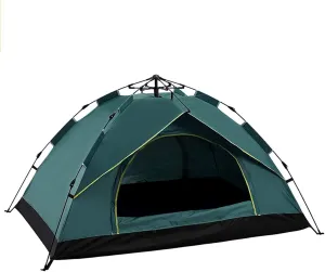 Automatic Pop Up Tent Family Camping Tent 2-3-4 Person Portable Tent Spring Type Fast Open Waterproof Windproof for Camping Hiking Mountaineering (Blue Width 1.5m) (Dark Green Width 1.5m)