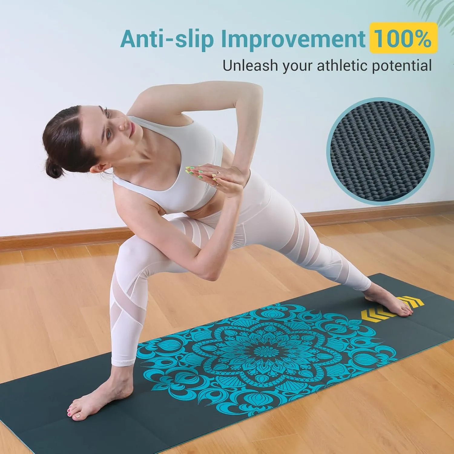 Avoalre Foldable Travel Yoga Mat Print | 5mm &6mm Thick Large Pilates Mat | Non-Slip High Density Floor Exercise Mat for Home Workout | Eco-Friendly Folding Fitness Mat for Women Men with Carrying Bag
