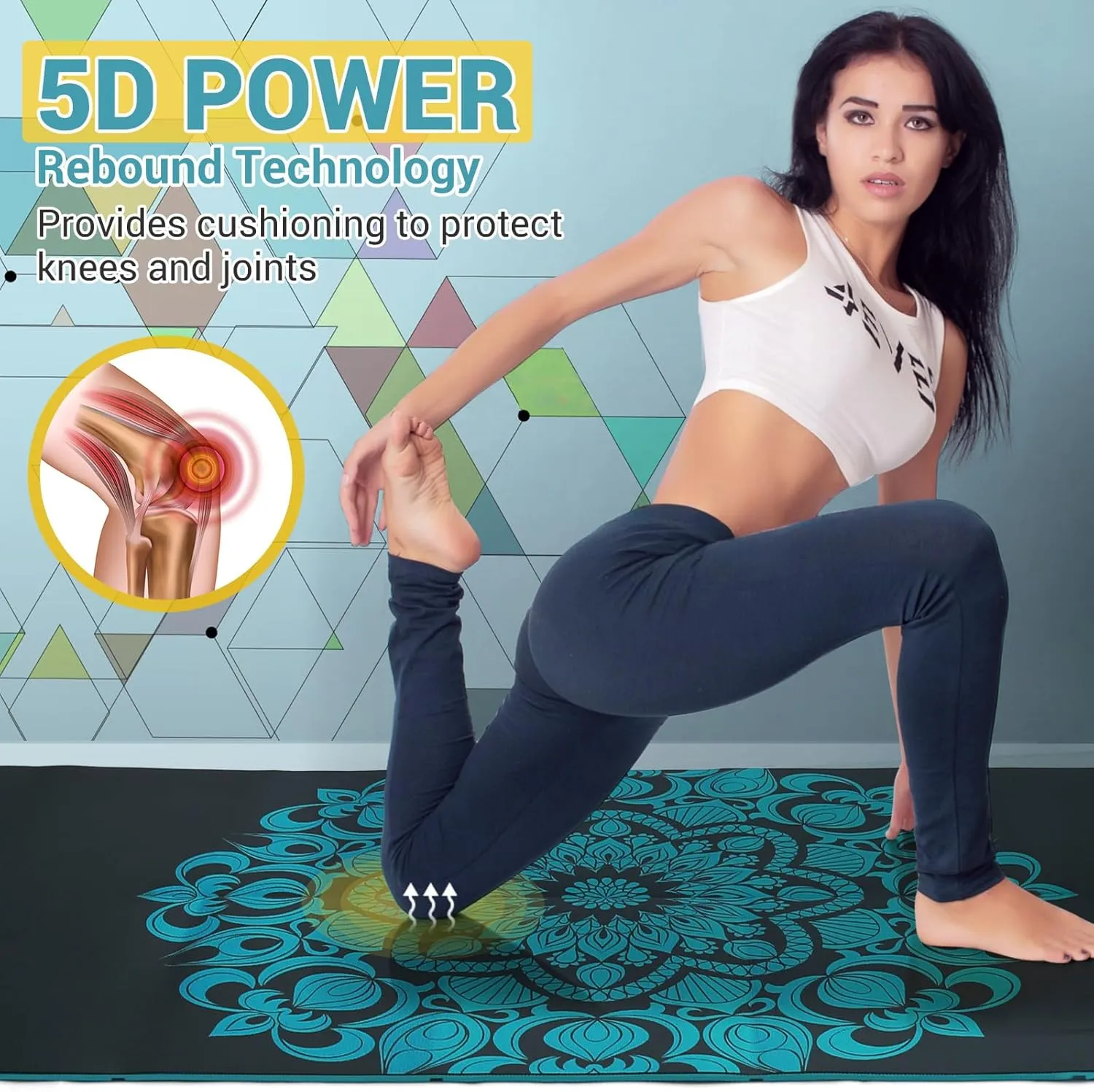 Avoalre Foldable Travel Yoga Mat Print | 5mm &6mm Thick Large Pilates Mat | Non-Slip High Density Floor Exercise Mat for Home Workout | Eco-Friendly Folding Fitness Mat for Women Men with Carrying Bag