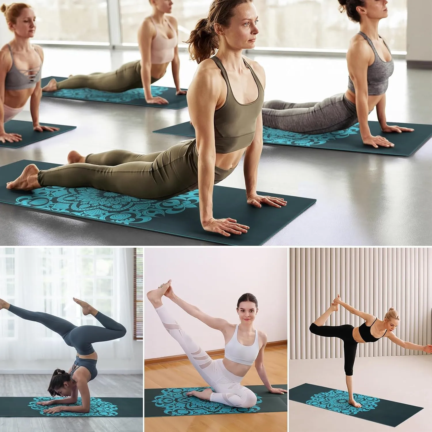Avoalre Foldable Travel Yoga Mat Print | 5mm &6mm Thick Large Pilates Mat | Non-Slip High Density Floor Exercise Mat for Home Workout | Eco-Friendly Folding Fitness Mat for Women Men with Carrying Bag