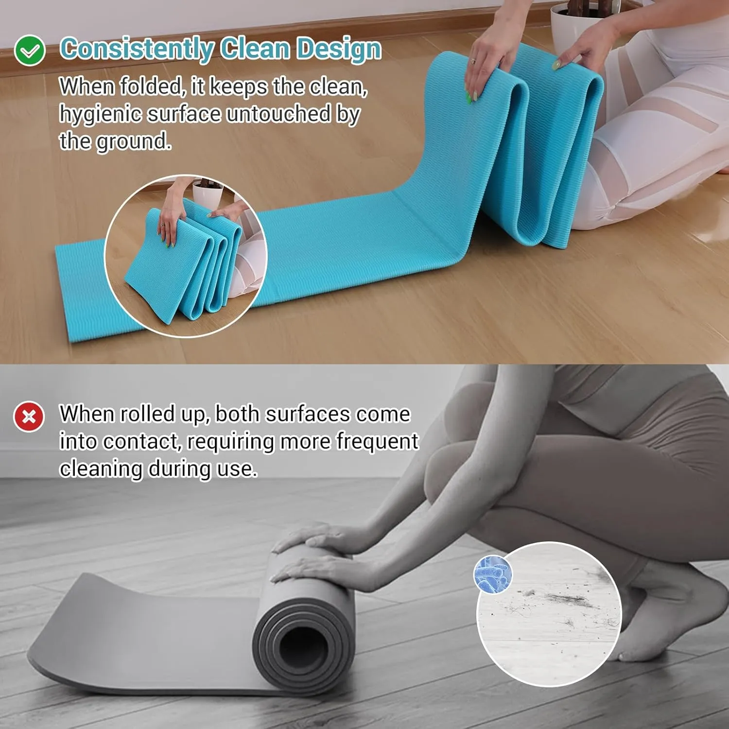 Avoalre Foldable Travel Yoga Mat Print | 5mm &6mm Thick Large Pilates Mat | Non-Slip High Density Floor Exercise Mat for Home Workout | Eco-Friendly Folding Fitness Mat for Women Men with Carrying Bag