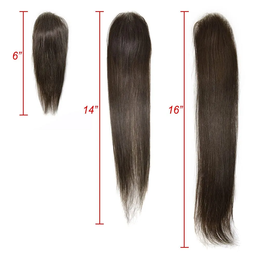 Bald Spot Hair Patch For Men V-Looped Remy Human Hair Patch For Bald Spot Natural lookimg Hair Replacement Unit Thin Skin Hair Piece for Bald Spot Hair Systems (#3 DARK BROWN, 4cm X 8cm - 14 INCH)