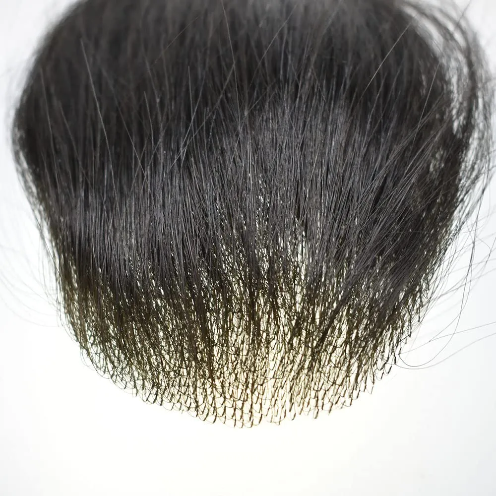 Bald Spot Hair Patch For Men V-Looped Remy Human Hair Patch For Bald Spot Natural lookimg Hair Replacement Unit Thin Skin Hair Piece for Bald Spot Hair Systems (#3 DARK BROWN, 4cm X 8cm - 14 INCH)