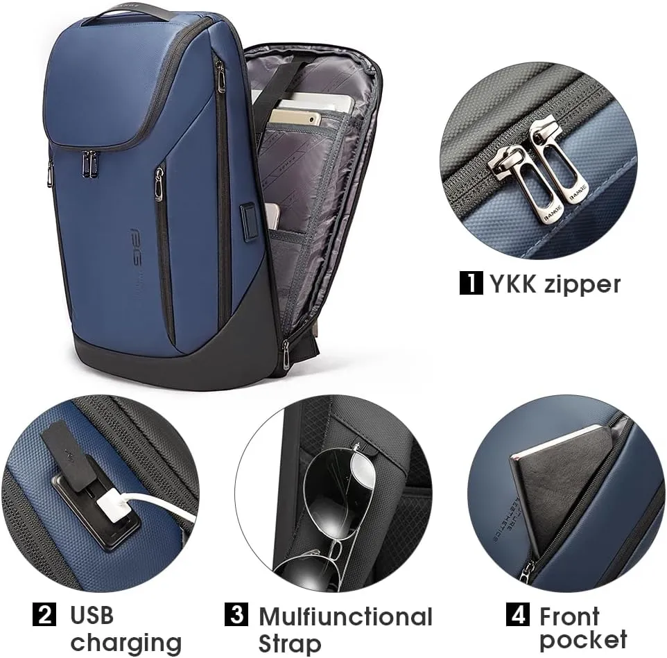 BANGE Business Smart Backpack Waterproof fit 15.6 Inch Laptop Backpack with USB Charging Port,Travel Durable Backpack