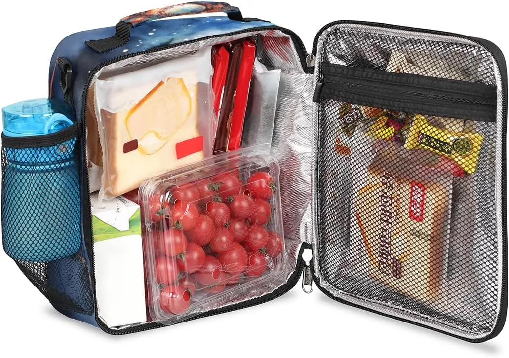 Baseball Stars Fire Watercolor Dark Insulated Lunch Bag for Men Women Reusable Lunch Box Thermal Cooler Lunch Tote With Adjustable Shoulder Starp for Camping Office Picnic Adults,A3