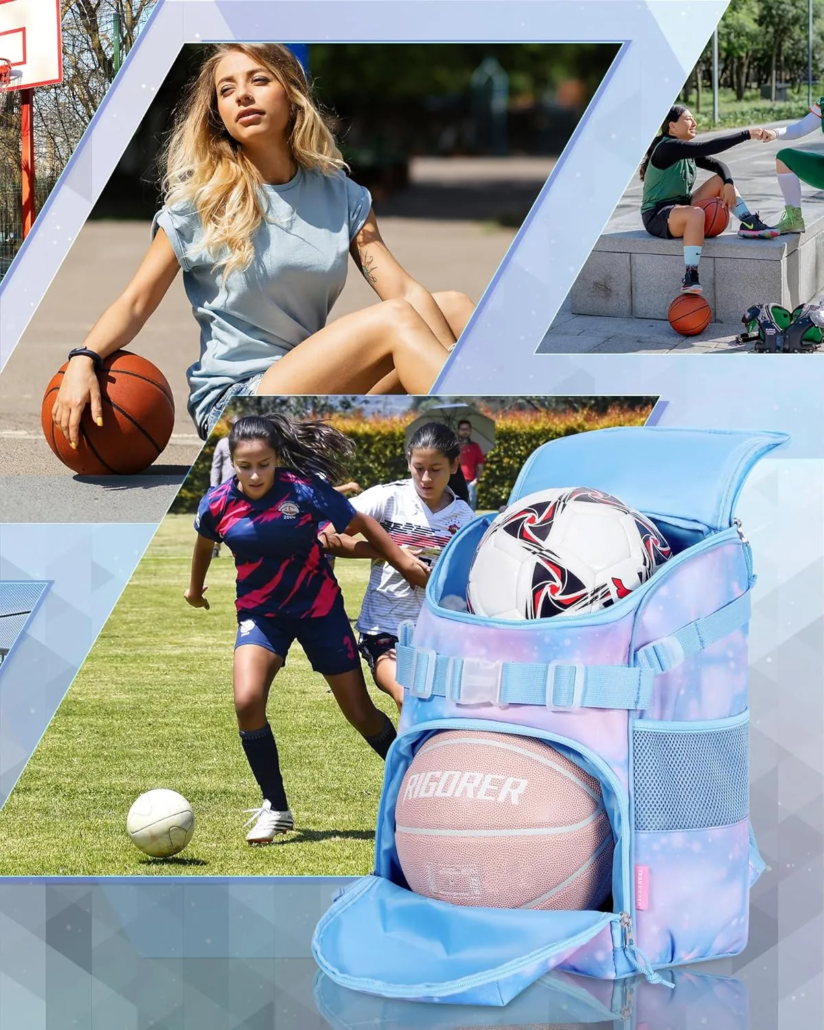 Basketball Backpack for Men Women Basketball Soccer Bag with Ball Compartment Shoes Bag Sports Gym Backpack