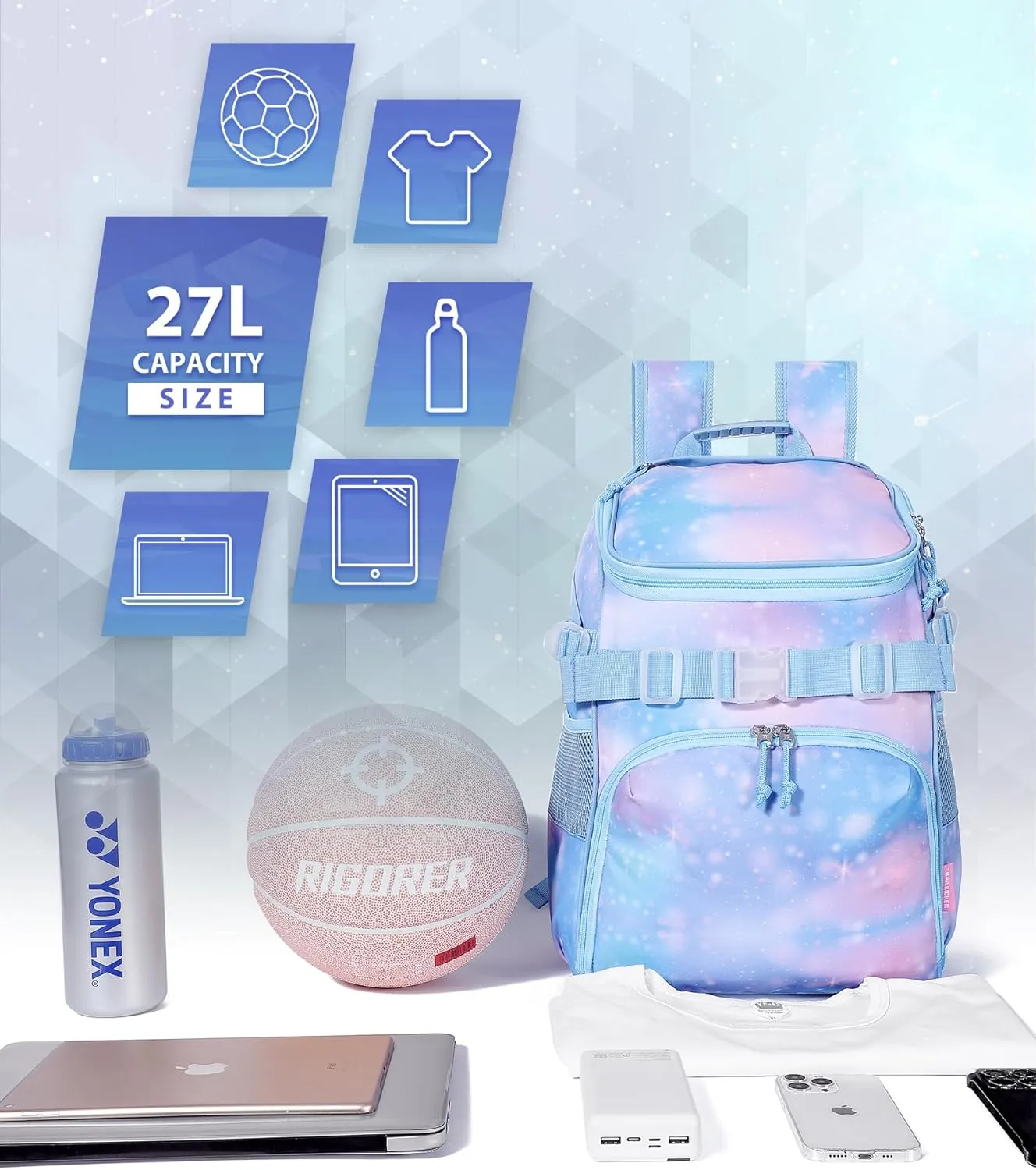 Basketball Backpack for Men Women Basketball Soccer Bag with Ball Compartment Shoes Bag Sports Gym Backpack