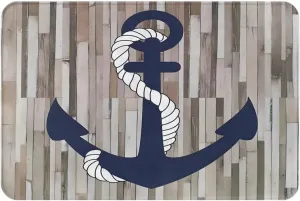 Bath Mat Nautical Navy Blue Anchor Wood Plank Quick Dry Bathroom Rugs Non Slip Absorbent Shower Rug Floor Mat for Bathroom, Bathtub,Sink,24x36 Inch