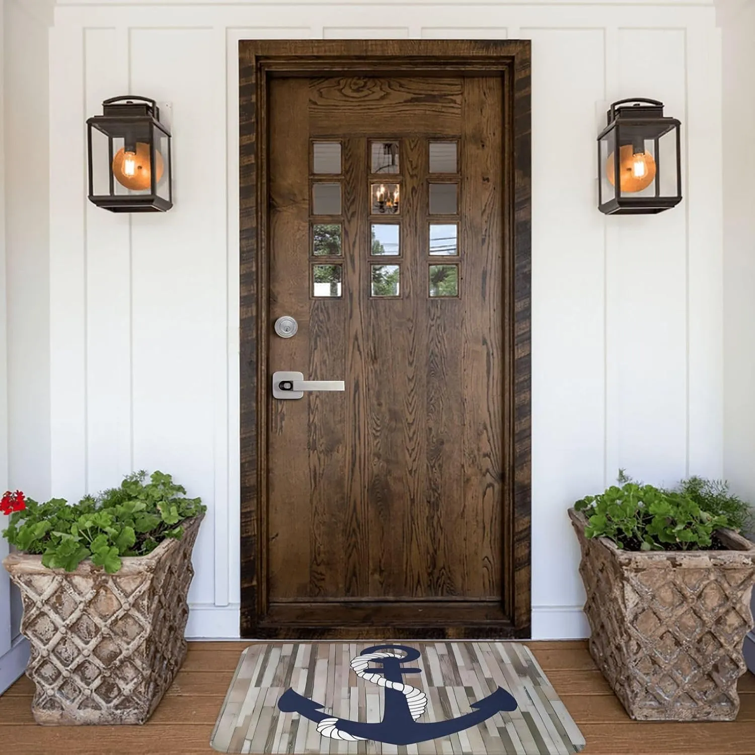 Bath Mat Nautical Navy Blue Anchor Wood Plank Quick Dry Bathroom Rugs Non Slip Absorbent Shower Rug Floor Mat for Bathroom, Bathtub,Sink,24x36 Inch