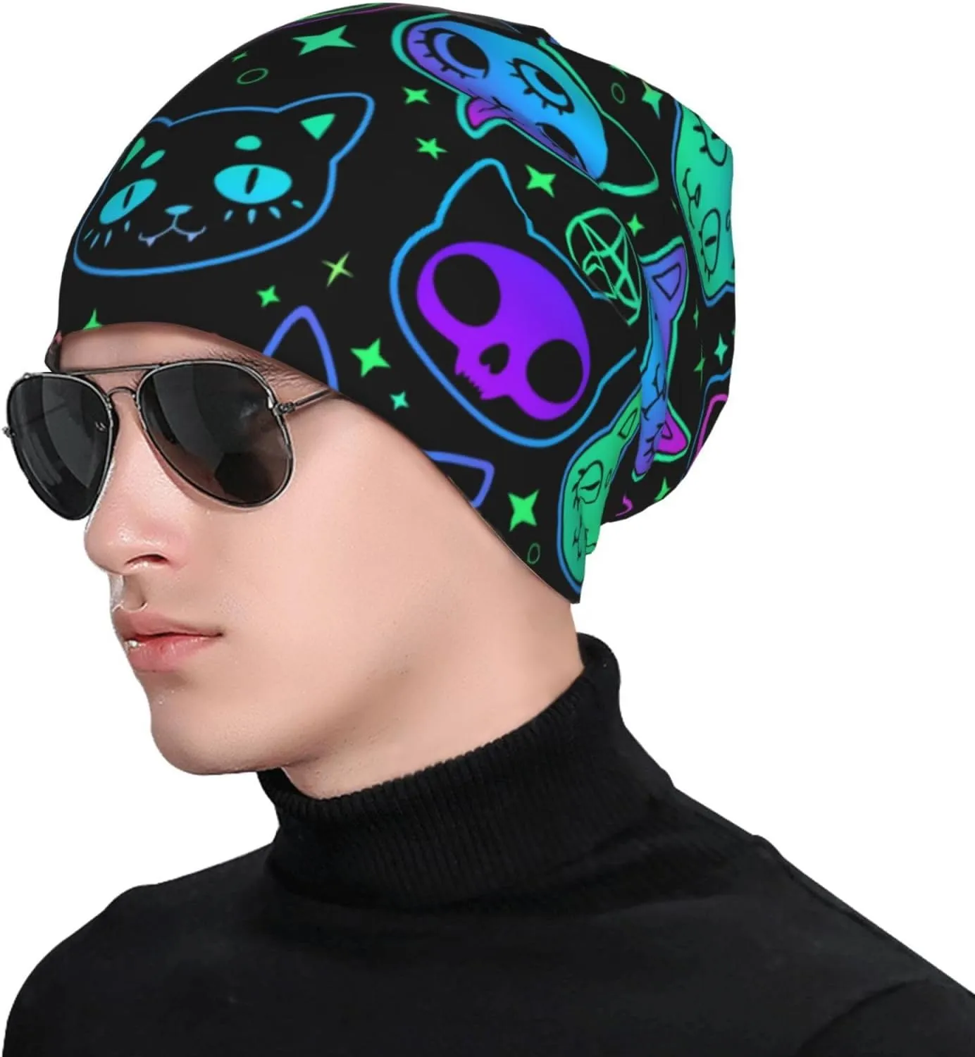 Beanie Hat Knitted Cap for Men Women,Thin Warm Knit Slouchy Cancer Hat Ski Cap Winter Warm Hip Hop Soft Skull Cap