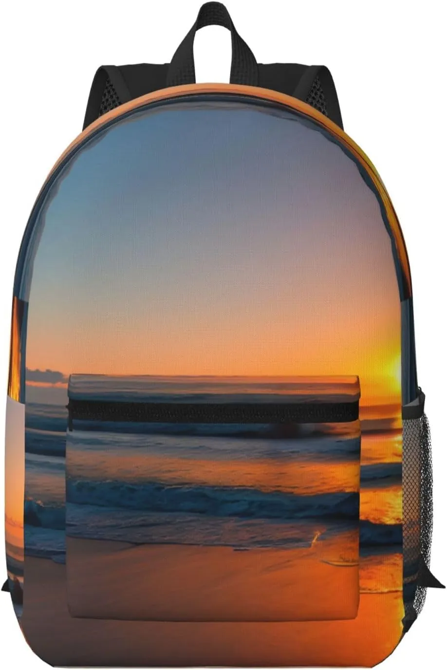 Beautiful Sunrise Ocean backpack, 17 inch backpack with pockets, adjustable shoulder straps, large capacity backpack, Black, One Size, Black, One Size