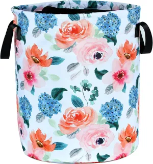 Beautiful Watercolor Floral Laundry Basket Foldable Oxford Cloth Funny Tote Bag Laundry Hamper Clothes Storage Bucket Organizer For Bathroom/Laundry Storage/Bedroom 17.7x13.7 Inch
