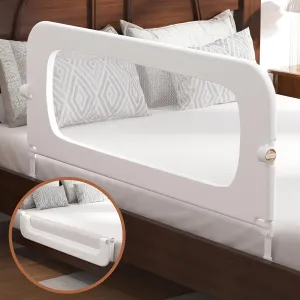 Bed Rail for Toddlers, Baby Bed Rail Guard for Kids, Toddler Bed Rails with Reinforced Anchor Fit, Height Adjustable & Foldable Bed Rail Guard for Twin, Full, Queen & King Beds (White, 48IN)
