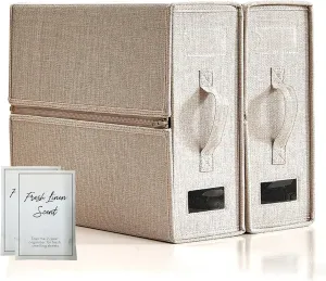 Bed Sheet Organizer Scent Sachet Bundle - Linen Set Storage - Bedding for King, Queen, Twin Sheet Sets - Foldable Organizer - Duvet Cover Storage (2 Pack Tan)
