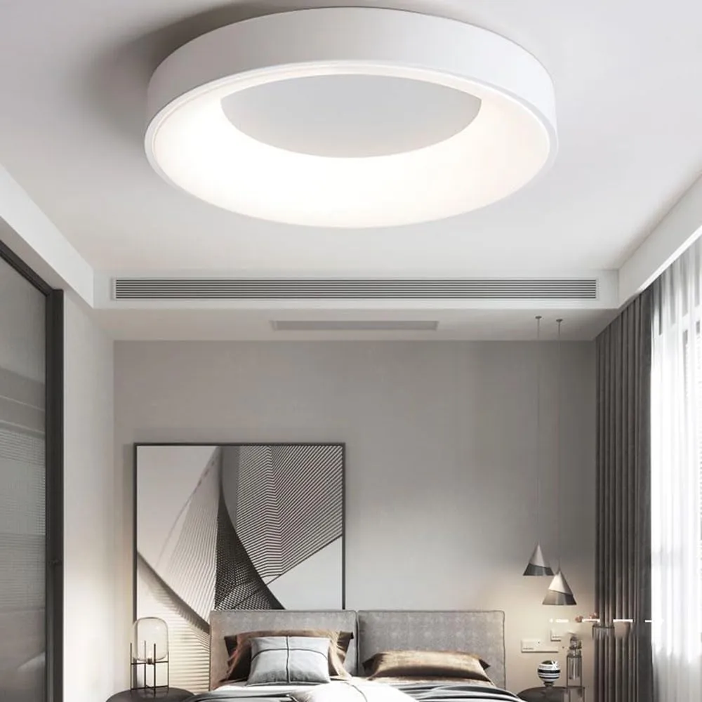 Bedroom Ceiling Lamp Led Ultra -Thin Flat Ceiling Lighting Nordic Modern Living Room round Close to Ceiling Light Fixtures Minimalist Dining Room Master Bedroom Lamps for Office Hallway/Whit