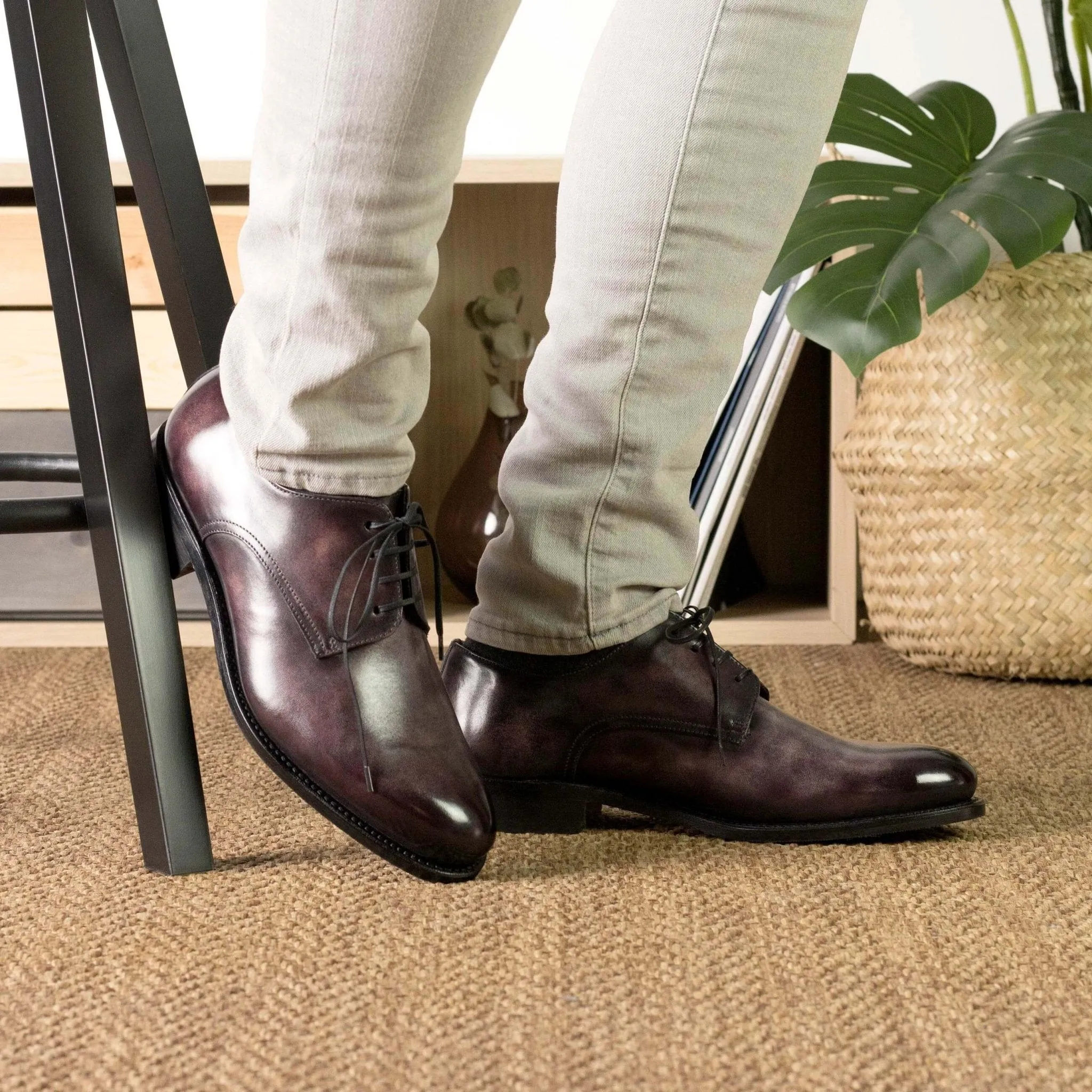 Bespoke Aubergine Patina Derby Shoes