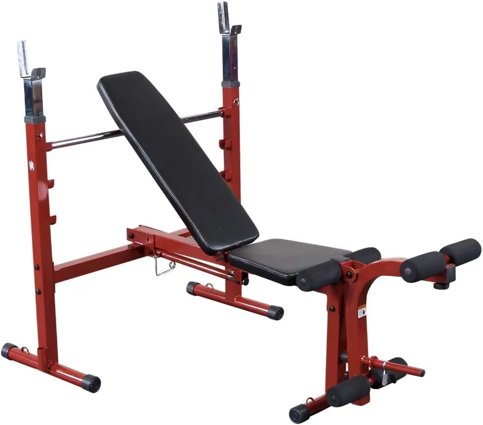 Best Fitness by Body-Solid (BFOB10R) Olympic Bench - Adjustable Weight Bench with Leg Developer and Folding Storage - Fits 6' and 7' Barbells