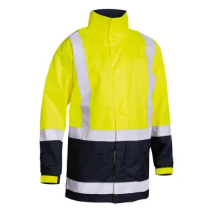 Bisley BJ6766T Taped Hi Vis Recycled Rain Shell Jacket Yellow/Navy